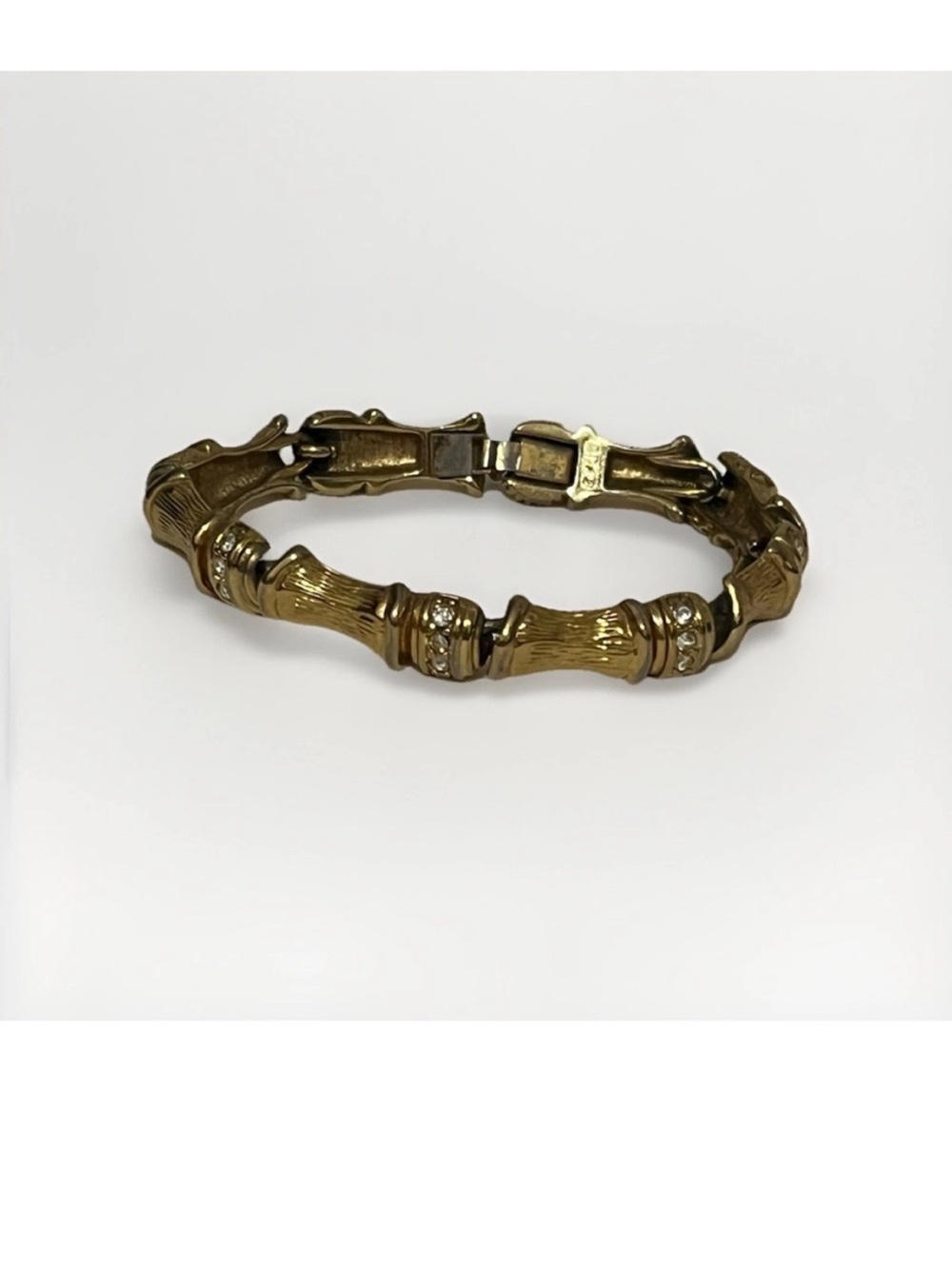 Vintage Kenneth Jay Lane gold-toned bamboo-style bracelet With rhinestones